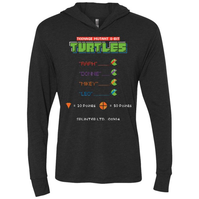 T-Shirts Vintage Black / X-Small 8 Bit Turtles Triblend Long Sleeve Hoodie Tee