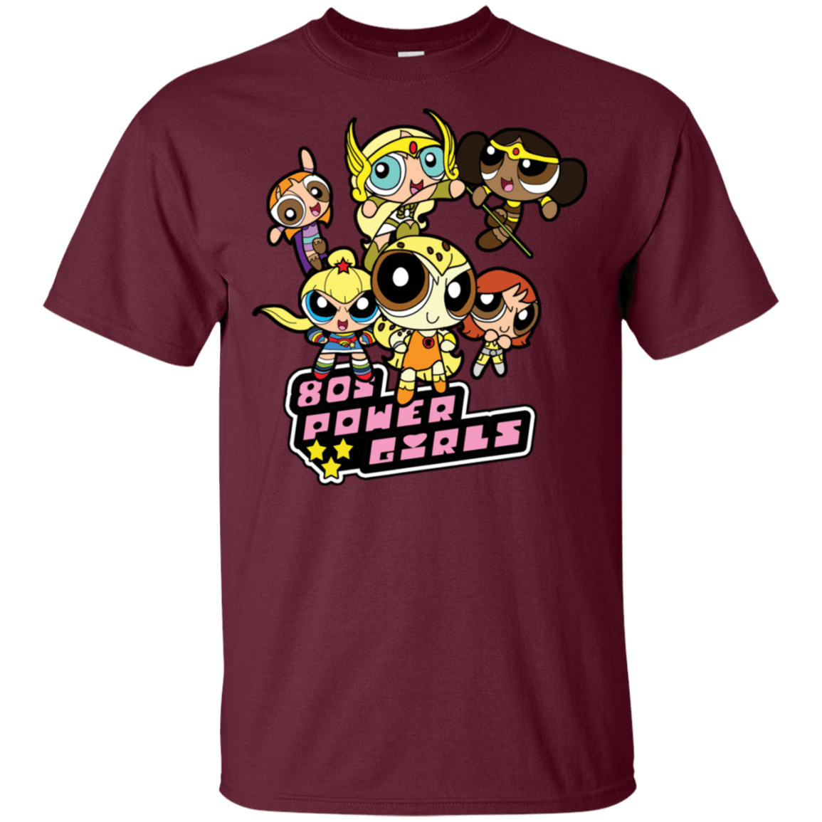 T-Shirts Maroon / S 80s Power Girls T-Shirt