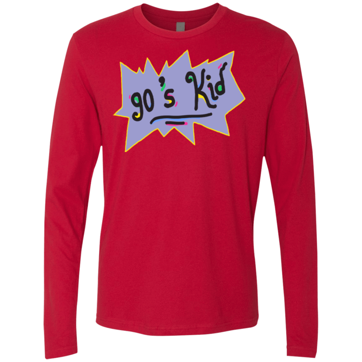 T-Shirts Red / Small 90's Kid Men's Premium Long Sleeve