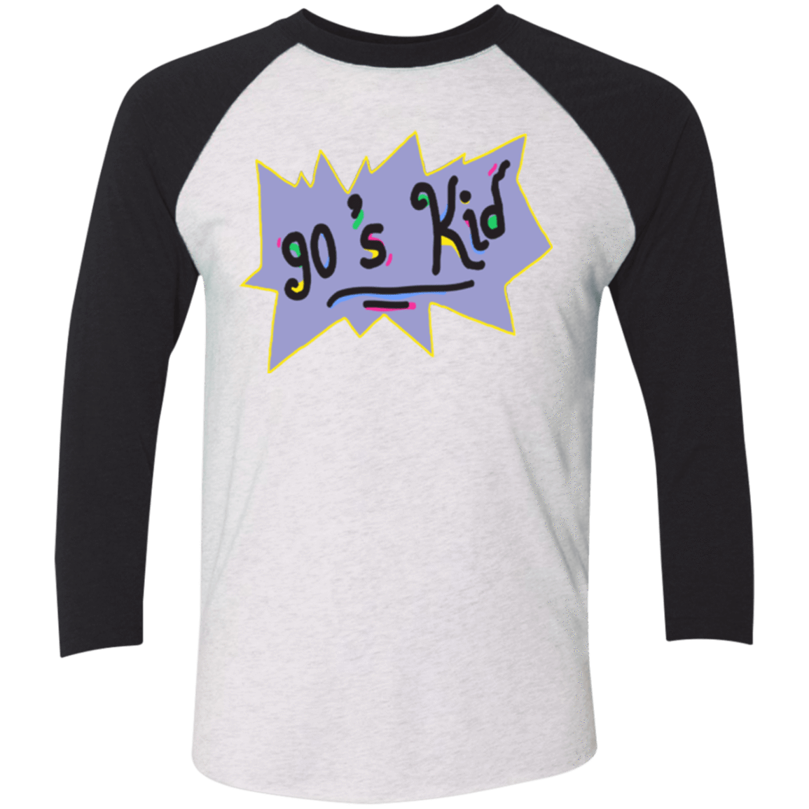T-Shirts Heather White/Vintage Black / X-Small 90's Kid Triblend 3/4 Sleeve