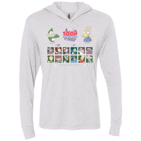 T-Shirts Heather White / X-Small 90s Toon Throwdown Triblend Long Sleeve Hoodie Tee