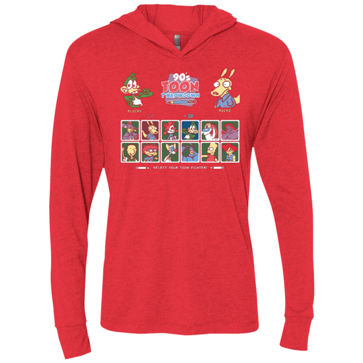 T-Shirts Vintage Red / X-Small 90s Toon Throwdown Triblend Long Sleeve Hoodie Tee