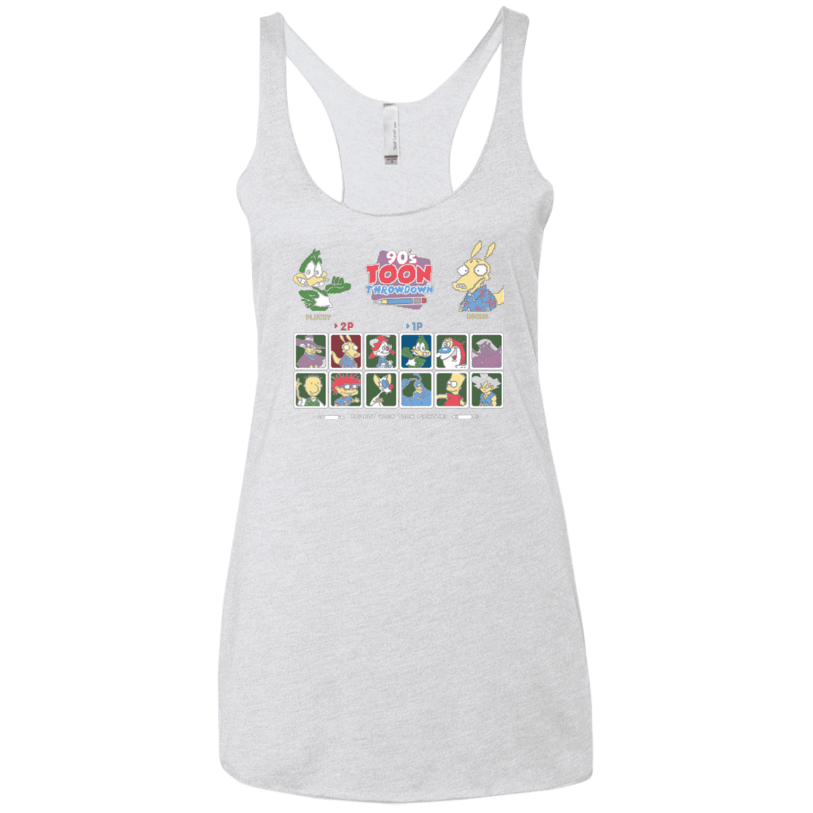 T-Shirts Heather White / X-Small 90s Toon Throwdown Women's Triblend Racerback Tank