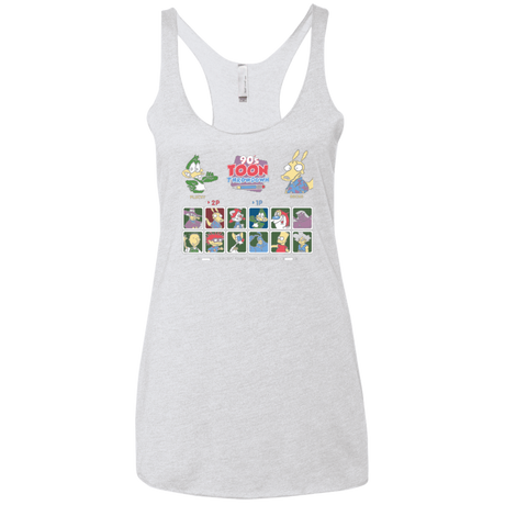 T-Shirts Heather White / X-Small 90s Toon Throwdown Women's Triblend Racerback Tank