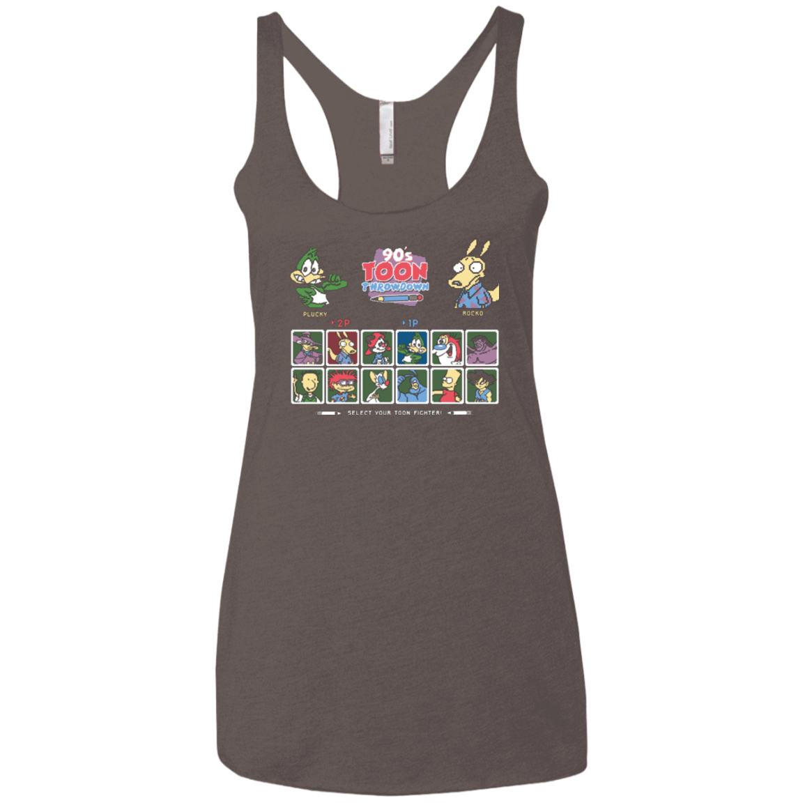 T-Shirts Macchiato / X-Small 90s Toon Throwdown Women's Triblend Racerback Tank