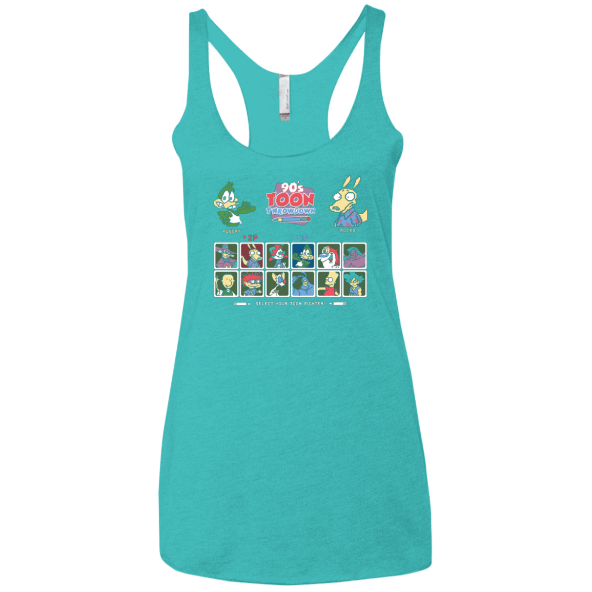 T-Shirts Tahiti Blue / X-Small 90s Toon Throwdown Women's Triblend Racerback Tank