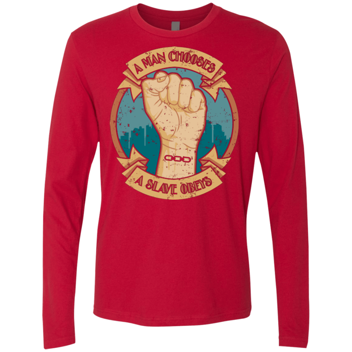 T-Shirts Red / Small A Man Chooses A Slave Obeys Men's Premium Long Sleeve