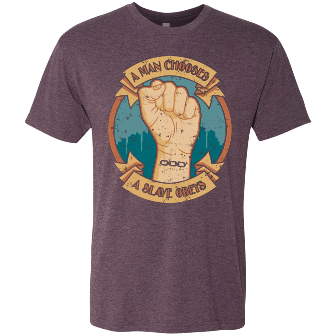 T-Shirts Vintage Purple / Small A Man Chooses A Slave Obeys Men's Triblend T-Shirt