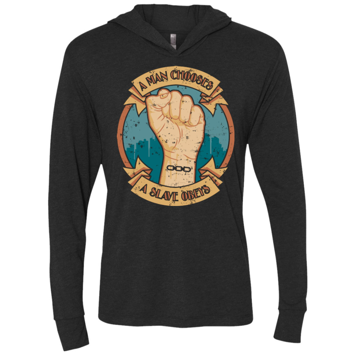 T-Shirts Vintage Black / X-Small A Man Chooses A Slave Obeys Triblend Long Sleeve Hoodie Tee