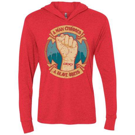 T-Shirts Vintage Red / X-Small A Man Chooses A Slave Obeys Triblend Long Sleeve Hoodie Tee