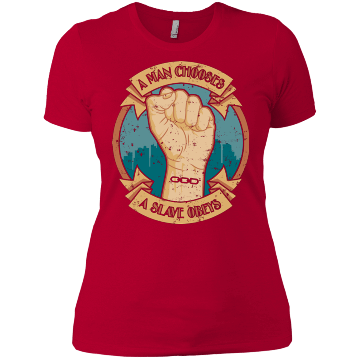 T-Shirts Red / X-Small A Man Chooses A Slave Obeys Women's Premium T-Shirt