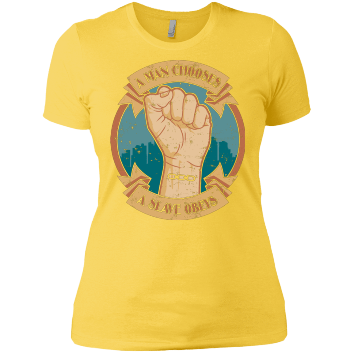 T-Shirts Vibrant Yellow / X-Small A Man Chooses A Slave Obeys Women's Premium T-Shirt