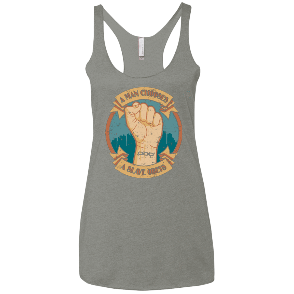 T-Shirts Venetian Grey / X-Small A Man Chooses A Slave Obeys Women's Triblend Racerback Tank