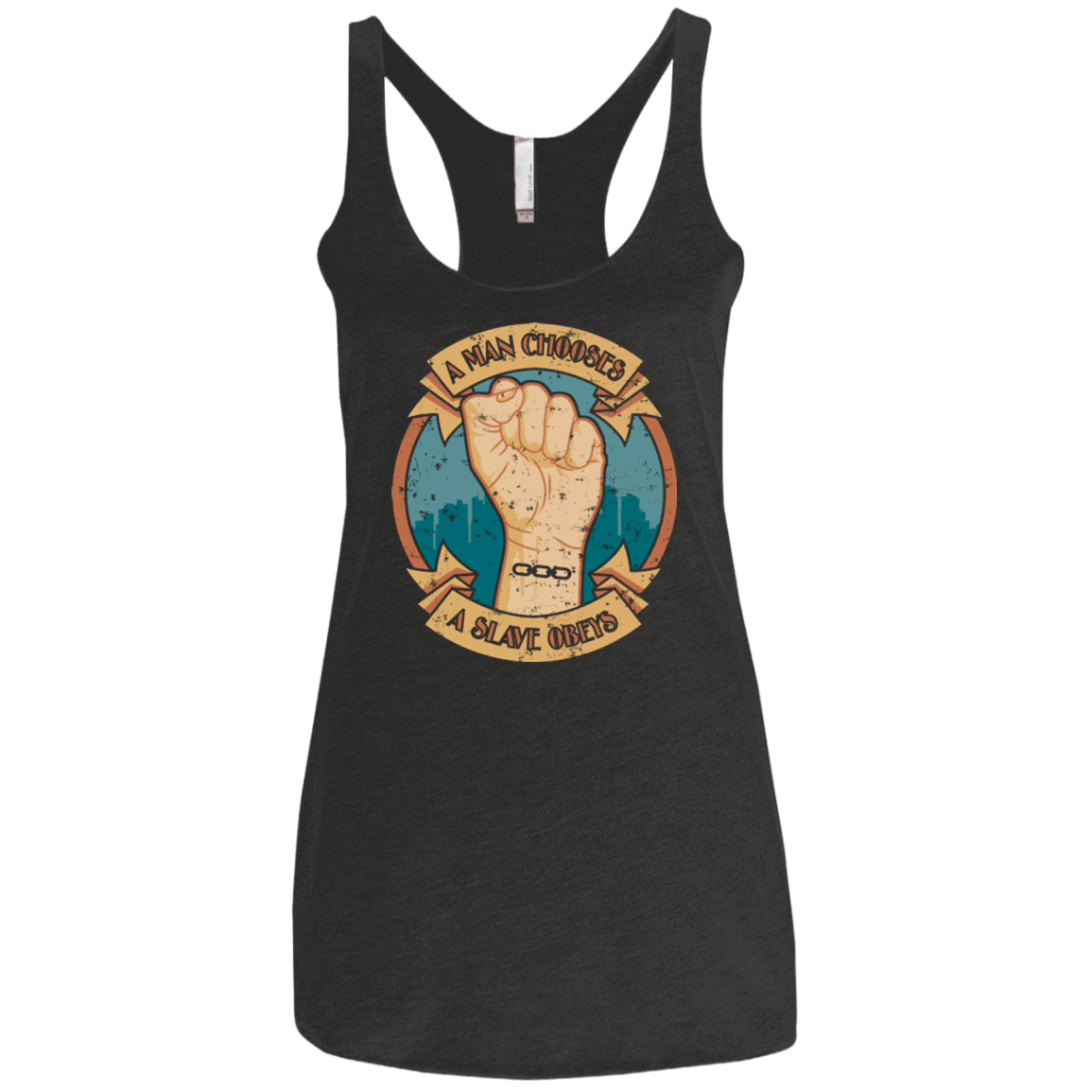 T-Shirts Vintage Black / X-Small A Man Chooses A Slave Obeys Women's Triblend Racerback Tank