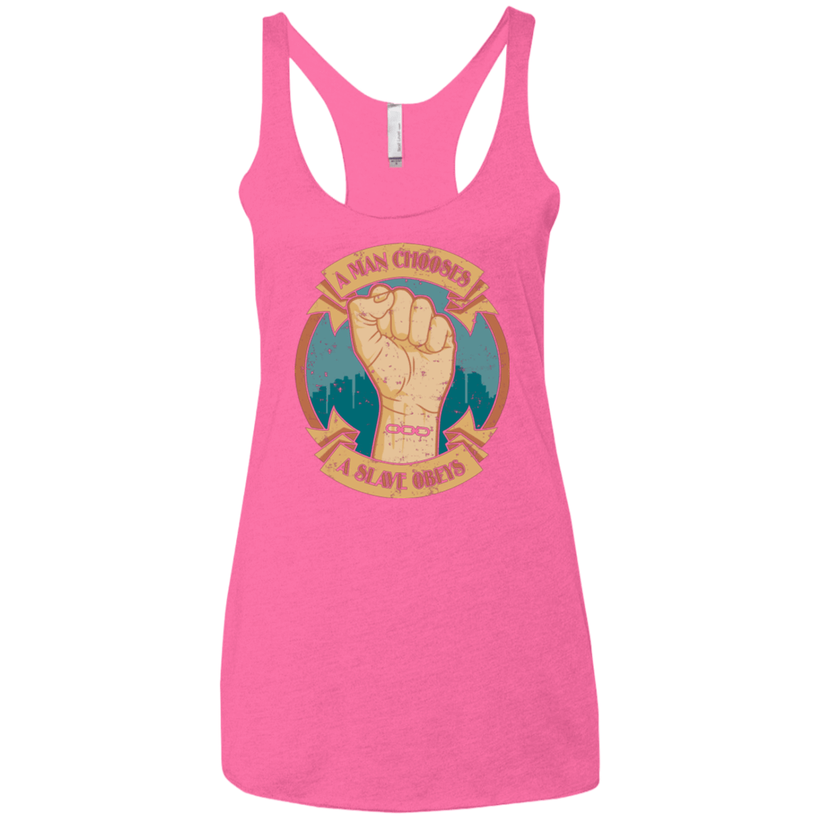 T-Shirts Vintage Pink / X-Small A Man Chooses A Slave Obeys Women's Triblend Racerback Tank
