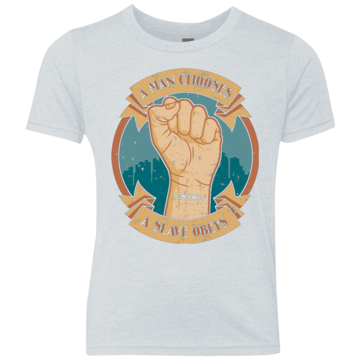 T-Shirts Heather White / YXS A Man Chooses A Slave Obeys Youth Triblend T-Shirt