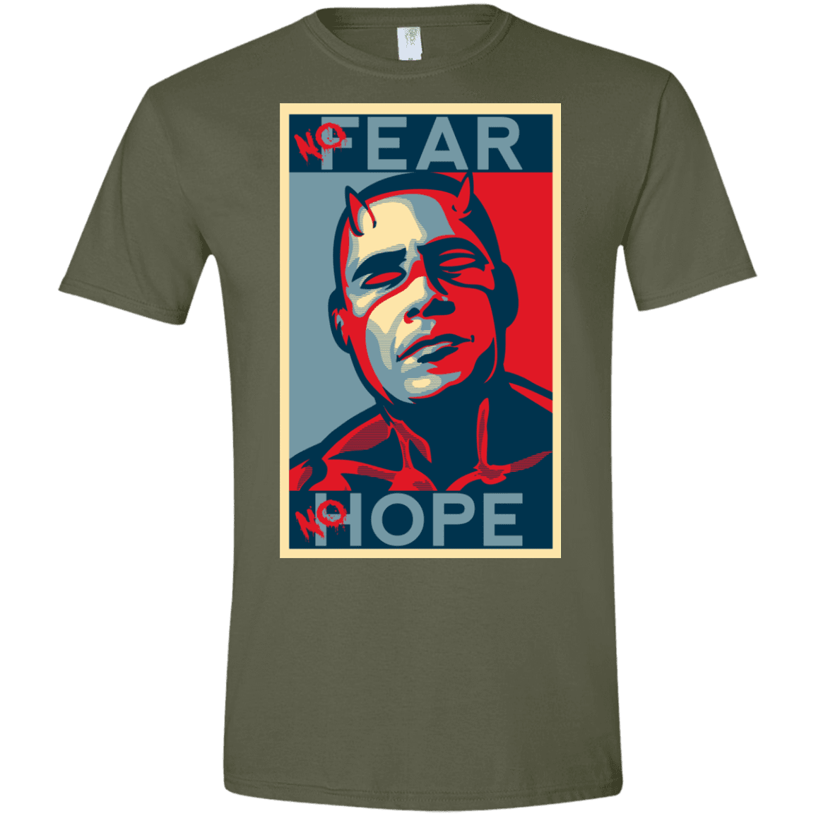 T-Shirts Military Green / S A man with no fear Men's Semi-Fitted Softstyle