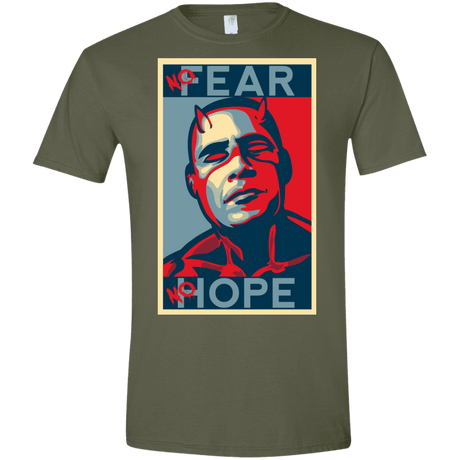 T-Shirts Military Green / S A man with no fear Men's Semi-Fitted Softstyle