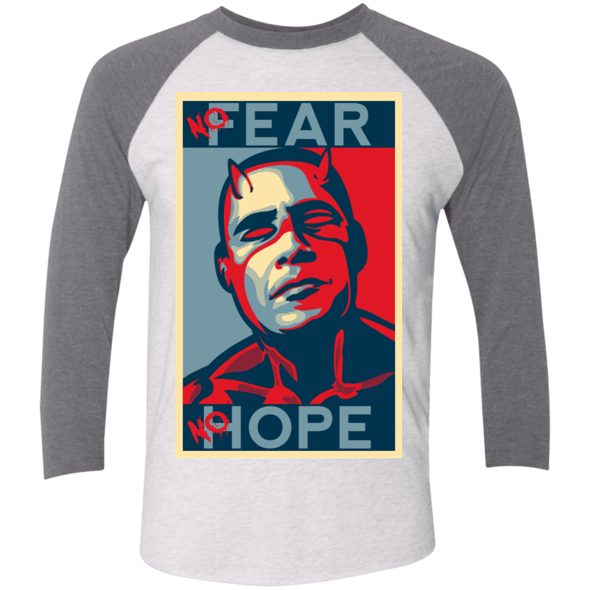 T-Shirts Heather White/Premium Heather / X-Small A man with no fear Men's Triblend 3/4 Sleeve