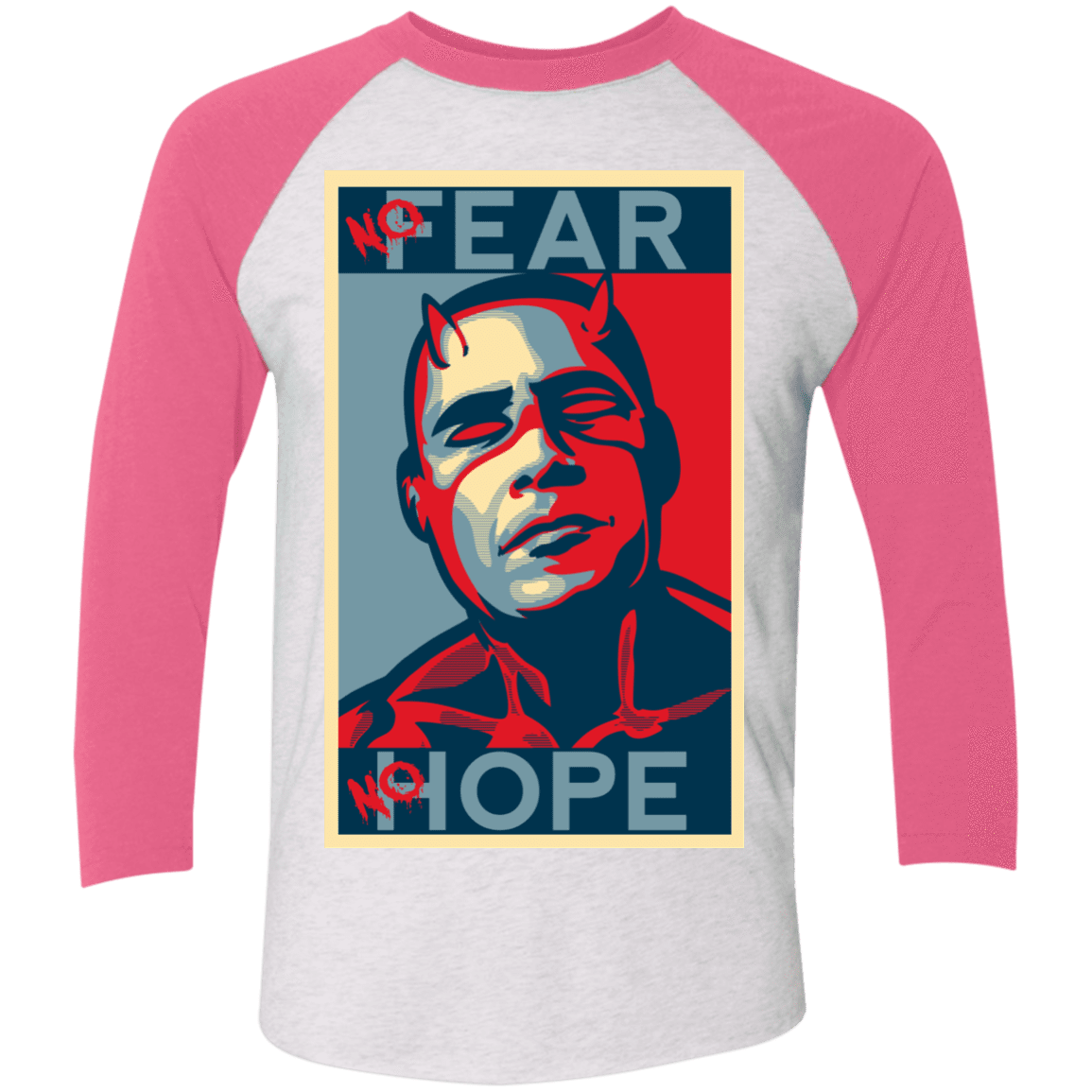 T-Shirts Heather White/Vintage Pink / X-Small A man with no fear Men's Triblend 3/4 Sleeve