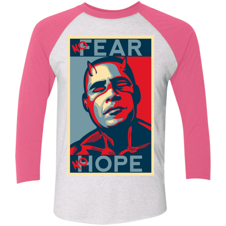 T-Shirts Heather White/Vintage Pink / X-Small A man with no fear Men's Triblend 3/4 Sleeve