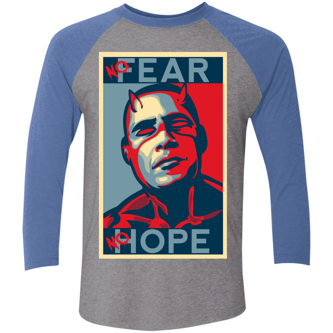 T-Shirts Premium Heather/Vintage Royal / X-Small A man with no fear Men's Triblend 3/4 Sleeve
