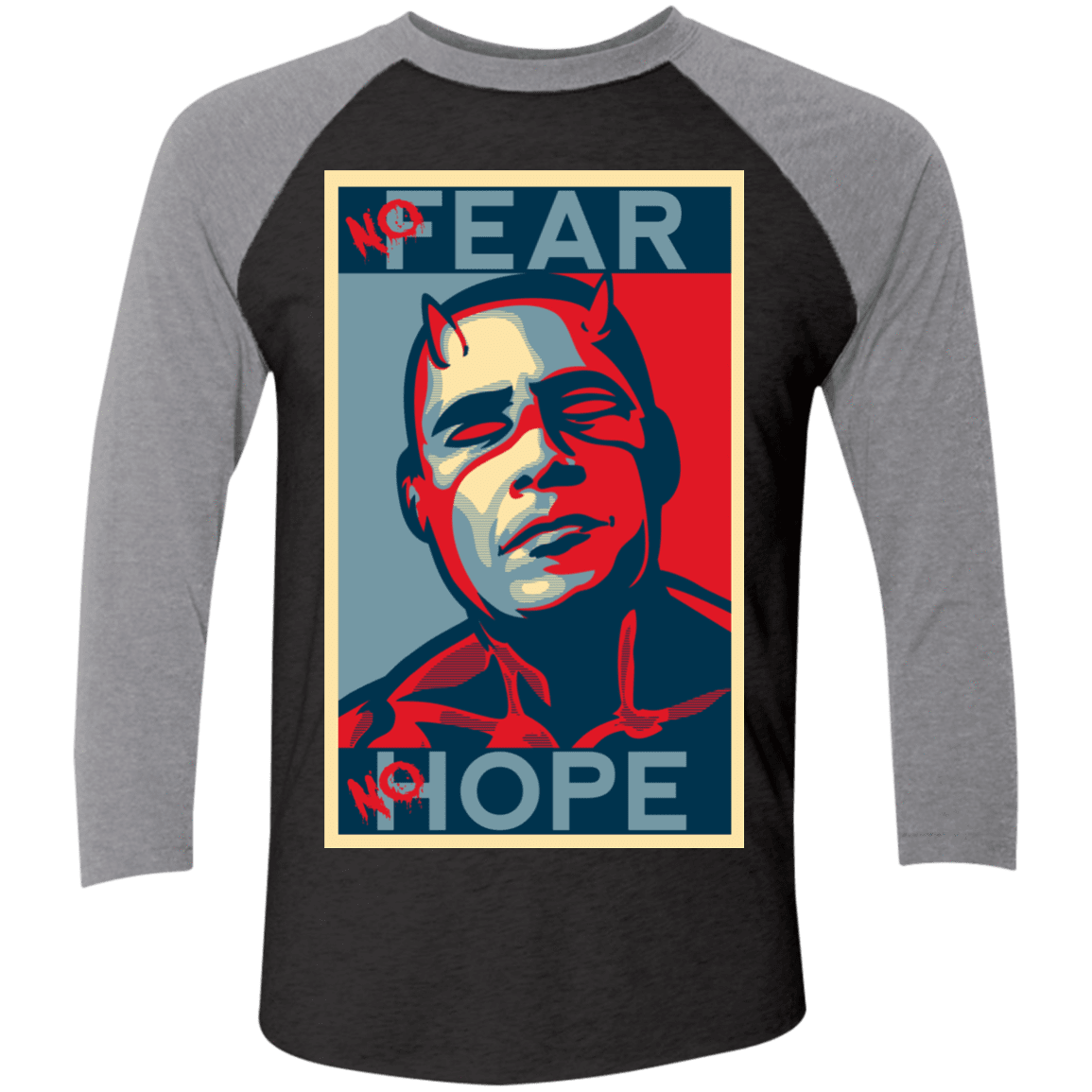 T-Shirts Vintage Black/Premium Heather / X-Small A man with no fear Men's Triblend 3/4 Sleeve