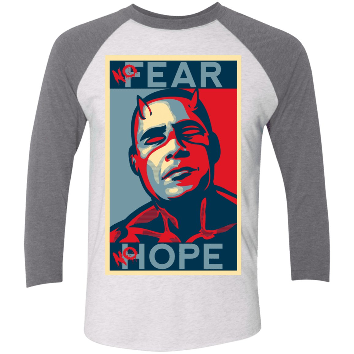 T-Shirts Heather White/Premium Heather / X-Small A man with no fear Triblend 3/4 Sleeve