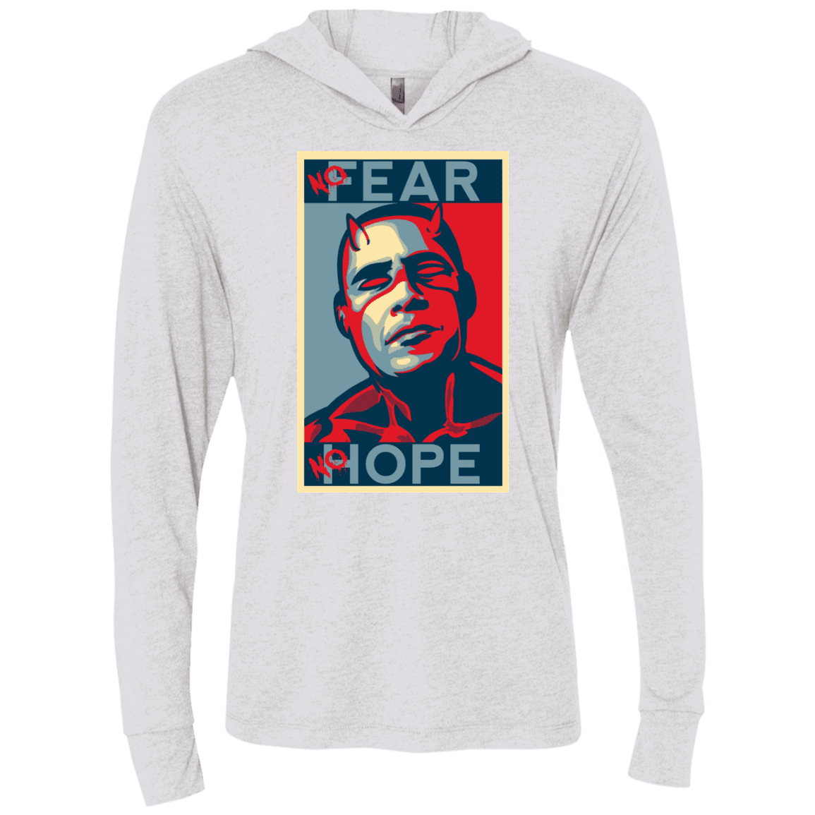 T-Shirts Heather White / X-Small A man with no fear Triblend Long Sleeve Hoodie Tee