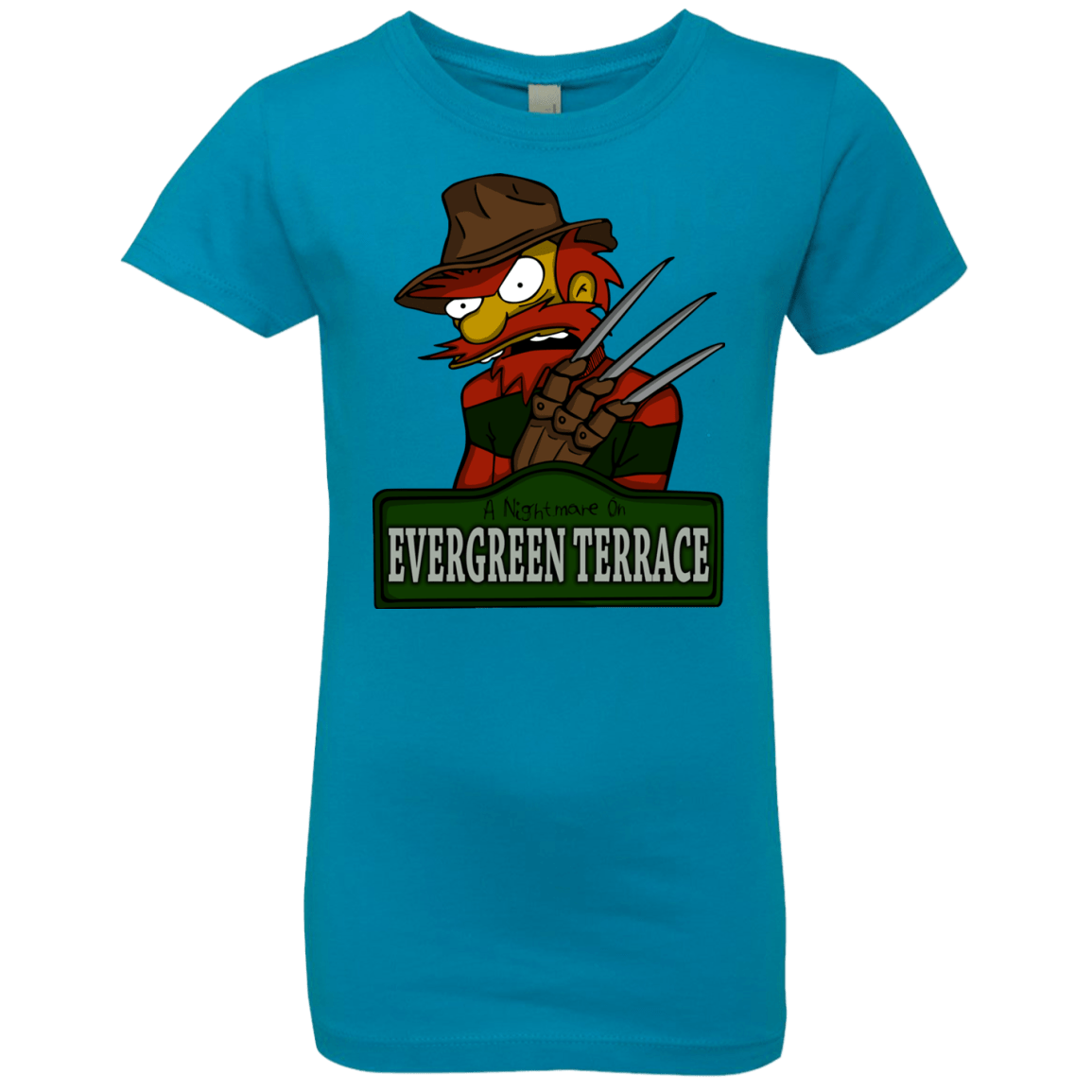 T-Shirts Turquoise / YXS A Nightmare on Springfield Sin Tramas Girls Premium T-Shirt