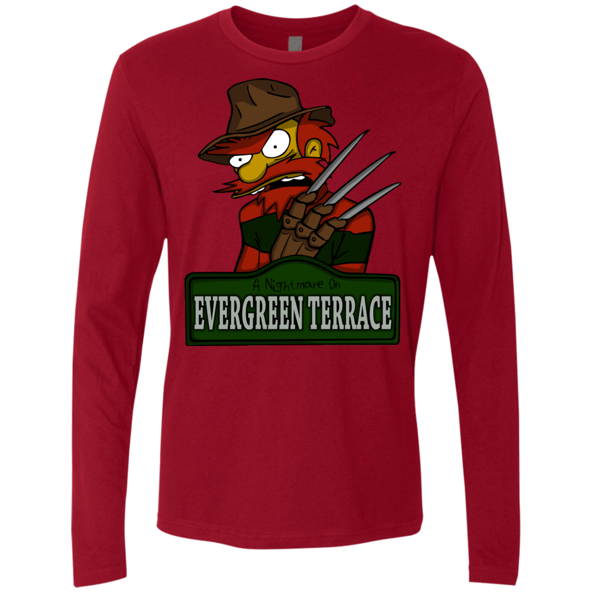 T-Shirts Cardinal / Small A Nightmare on Springfield Sin Tramas Men's Premium Long Sleeve