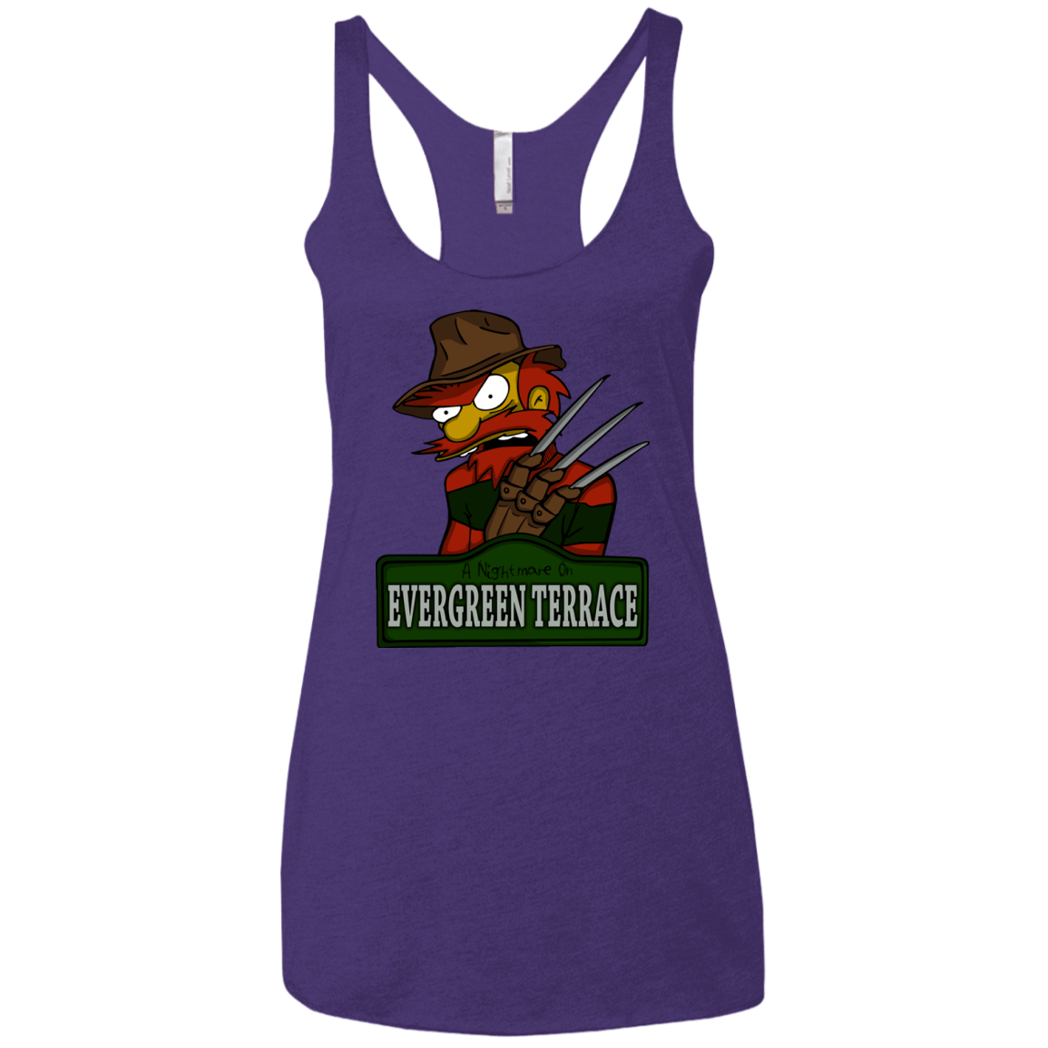 T-Shirts Purple / X-Small A Nightmare on Springfield Sin Tramas Women's Triblend Racerback Tank