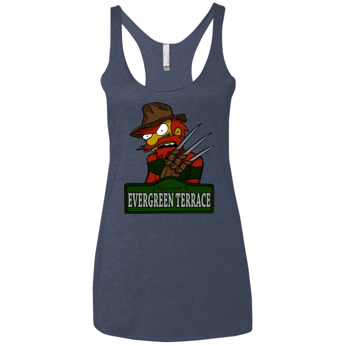 T-Shirts Vintage Navy / X-Small A Nightmare on Springfield Sin Tramas Women's Triblend Racerback Tank
