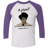 T-Shirts Heather White/Purple Rush / X-Small A Plan Men's Triblend 3/4 Sleeve