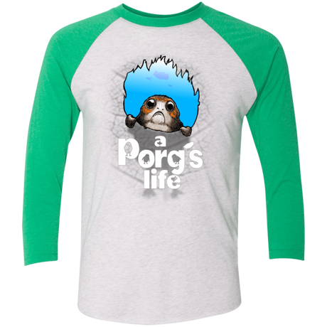T-Shirts Heather White/Envy / X-Small A Porgs Life Men's Triblend 3/4 Sleeve