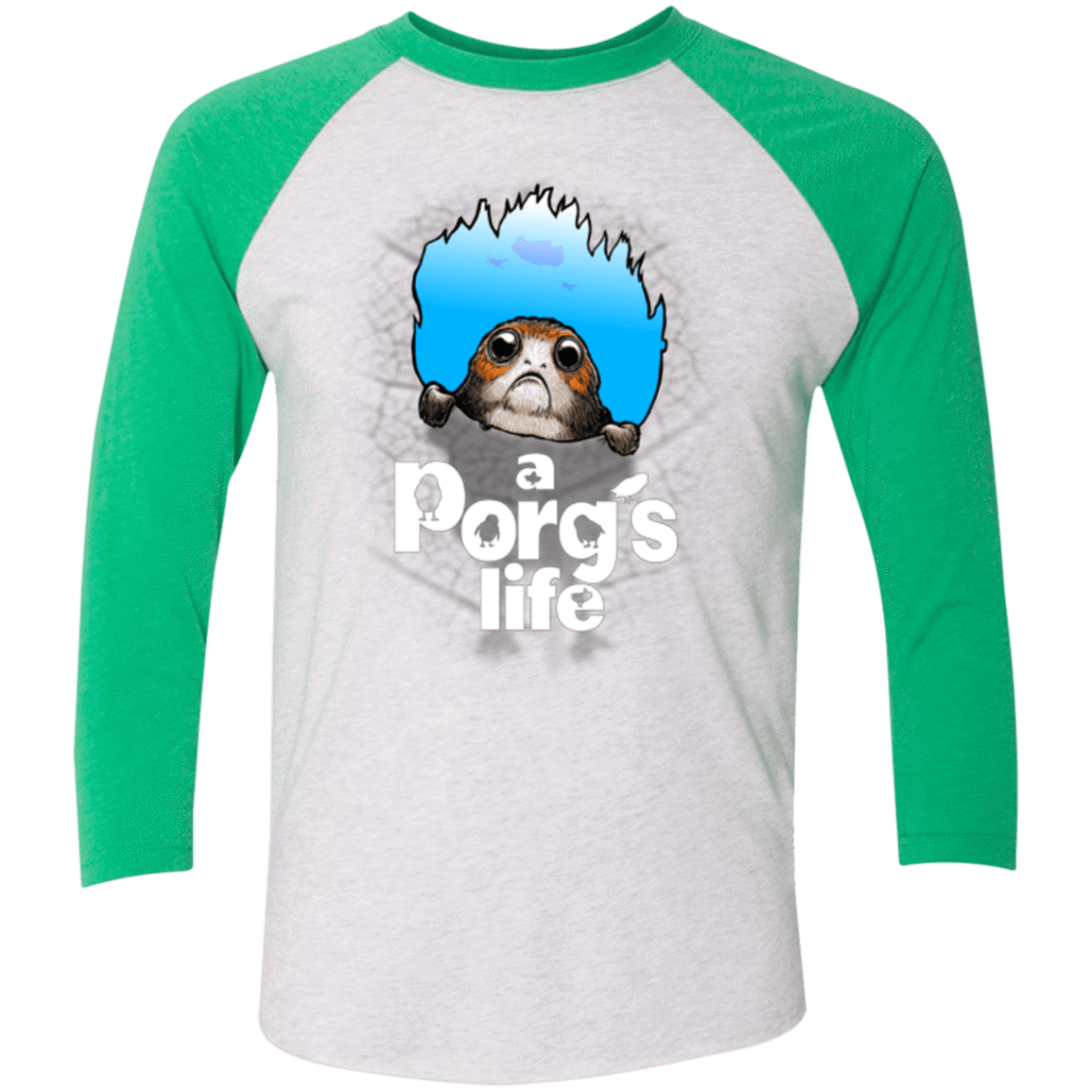 T-Shirts Heather White/Envy / X-Small A Porgs Life Men's Triblend 3/4 Sleeve