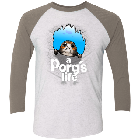 T-Shirts Heather White/Vintage Grey / X-Small A Porgs Life Men's Triblend 3/4 Sleeve
