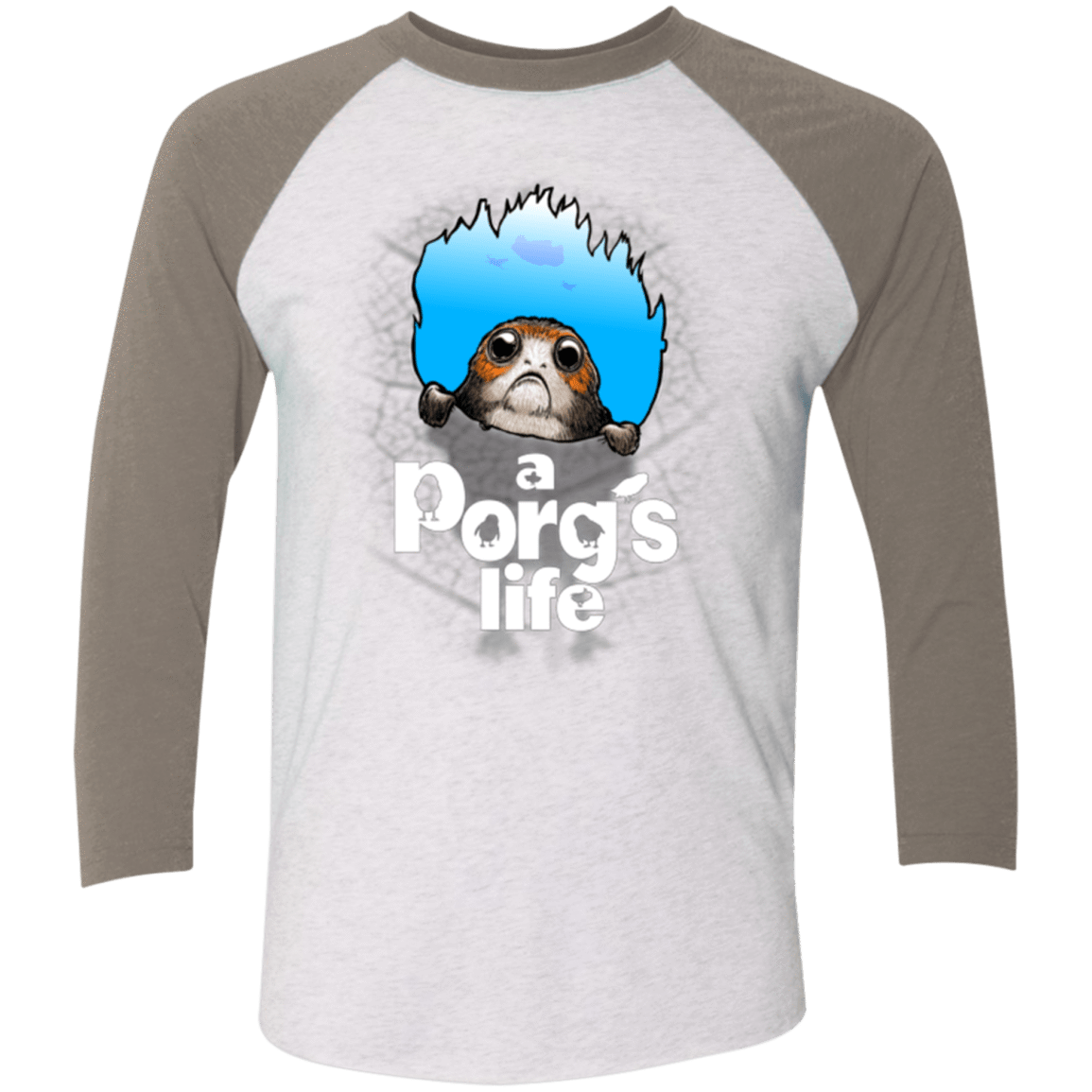 T-Shirts Heather White/Vintage Grey / X-Small A Porgs Life Men's Triblend 3/4 Sleeve