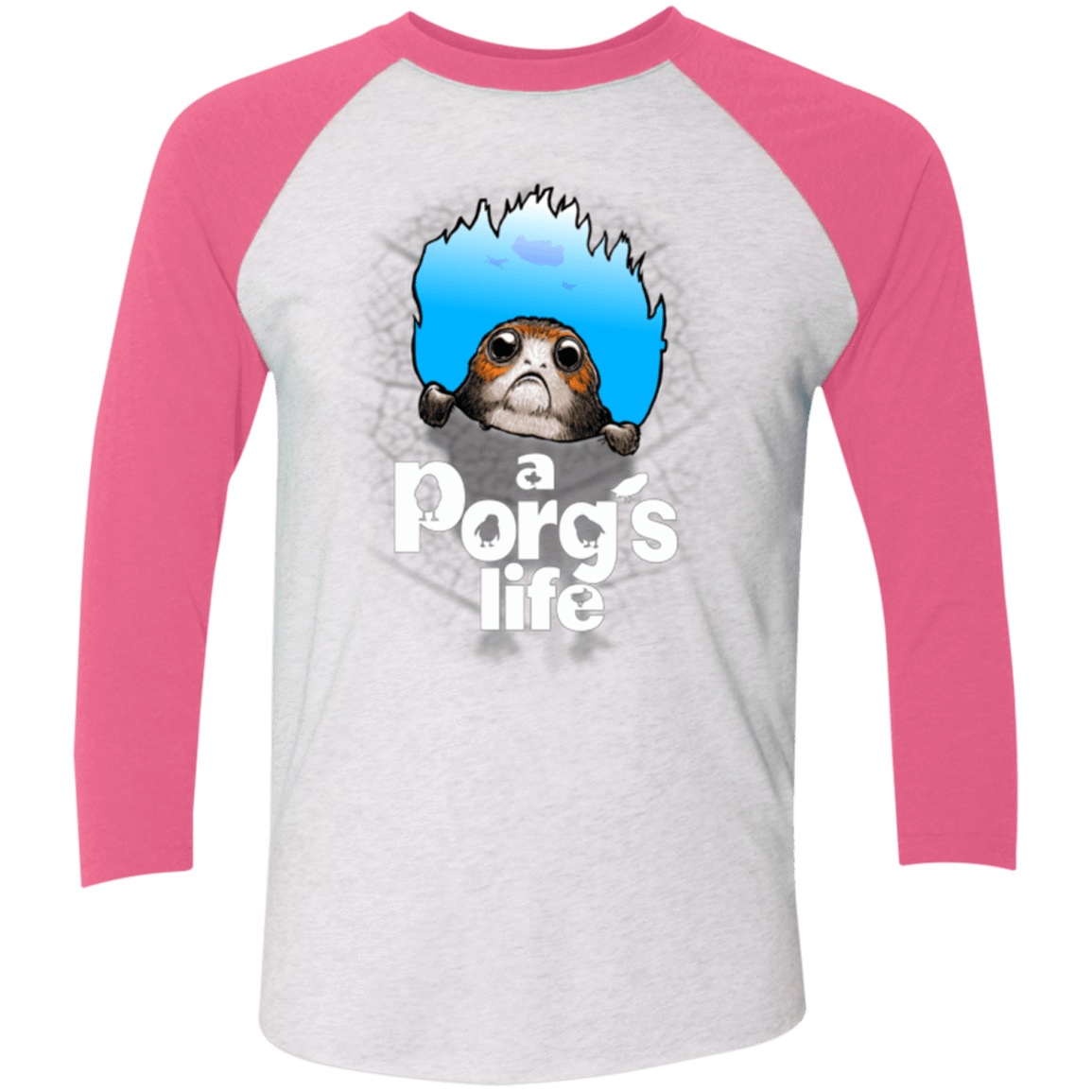 T-Shirts Heather White/Vintage Pink / X-Small A Porgs Life Men's Triblend 3/4 Sleeve