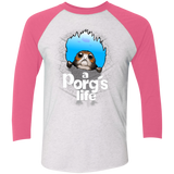 T-Shirts Heather White/Vintage Pink / X-Small A Porgs Life Men's Triblend 3/4 Sleeve
