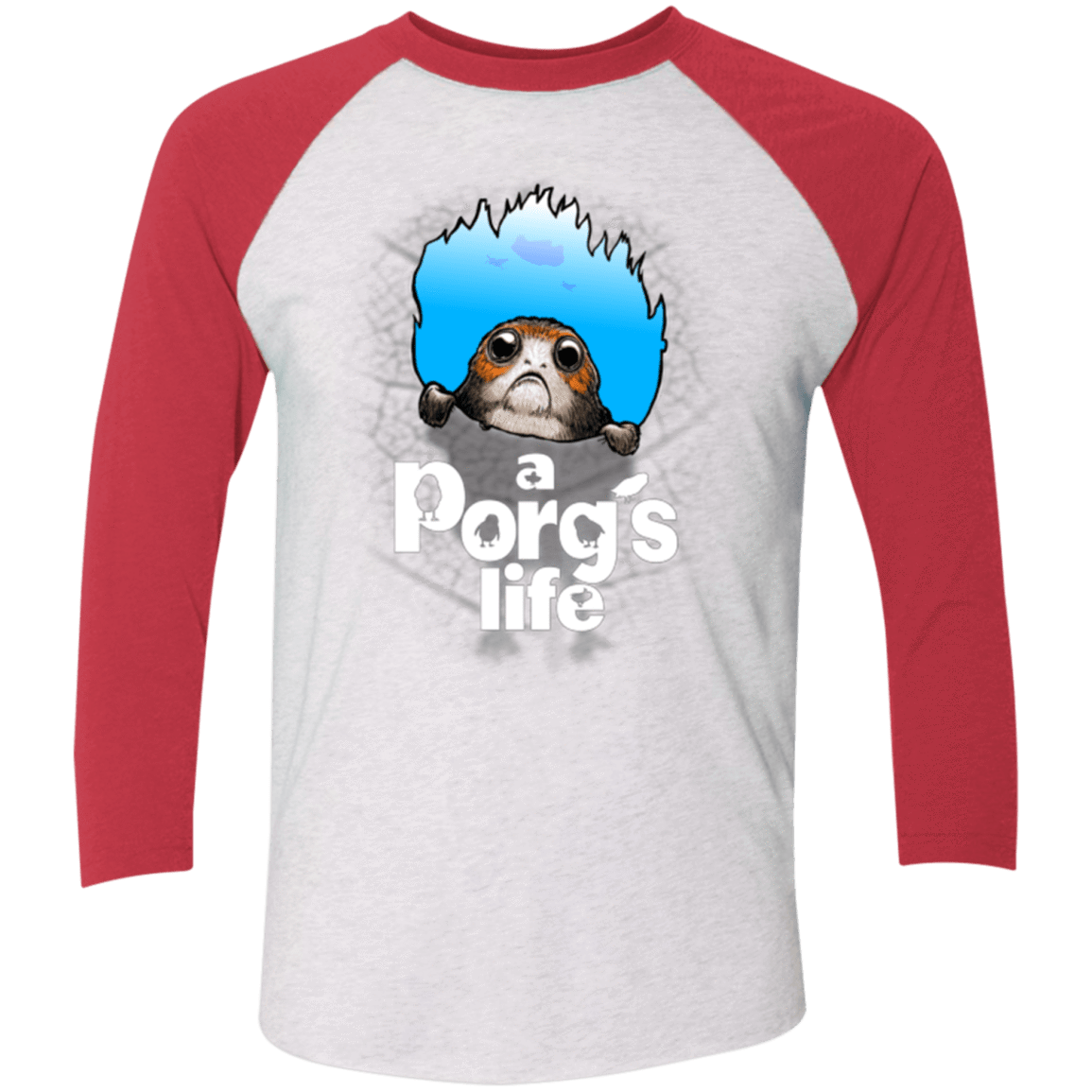 T-Shirts Heather White/Vintage Red / X-Small A Porgs Life Men's Triblend 3/4 Sleeve