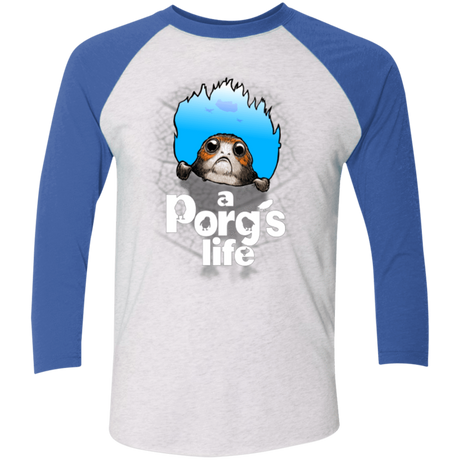 T-Shirts Heather White/Vintage Royal / X-Small A Porgs Life Men's Triblend 3/4 Sleeve
