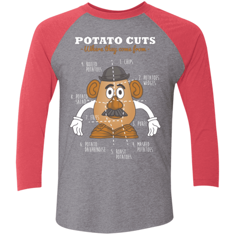 T-Shirts Premium Heather/ Vintage Red / X-Small A Potato Anatomy Men's Triblend 3/4 Sleeve