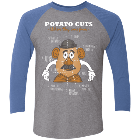 T-Shirts Premium Heather/ Vintage Royal / X-Small A Potato Anatomy Men's Triblend 3/4 Sleeve