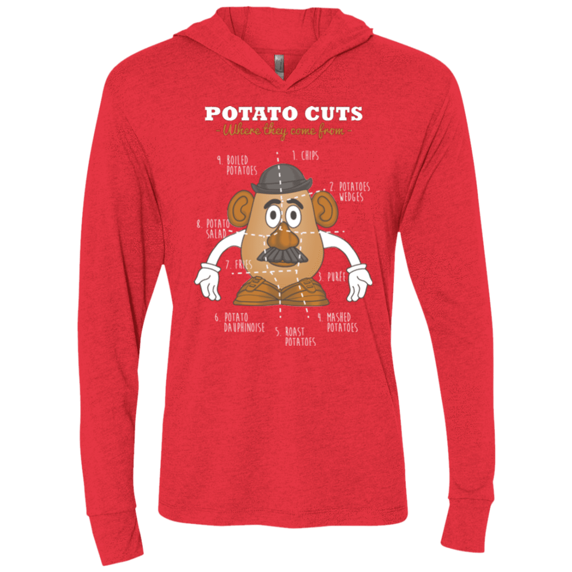 T-Shirts Vintage Red / X-Small A Potato Anatomy Triblend Long Sleeve Hoodie Tee