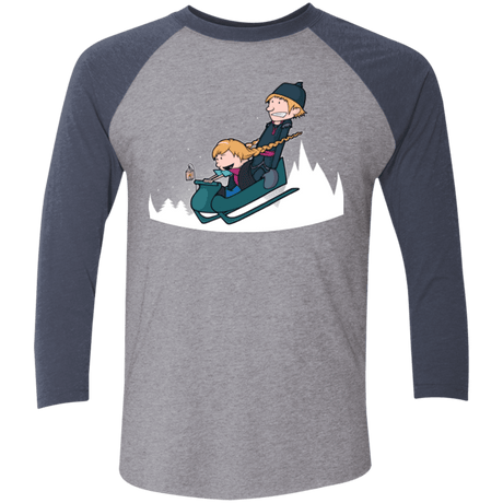 T-Shirts Premium Heather/ Vintage Navy / X-Small A Snowy Ride Men's Triblend 3/4 Sleeve