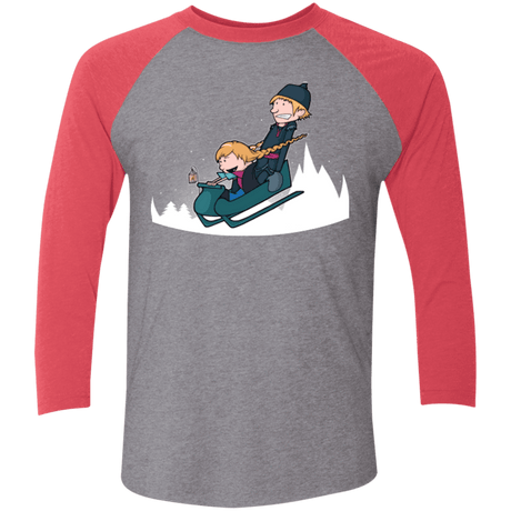 T-Shirts Premium Heather/ Vintage Red / X-Small A Snowy Ride Men's Triblend 3/4 Sleeve