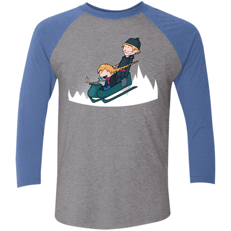 T-Shirts Premium Heather/ Vintage Royal / X-Small A Snowy Ride Men's Triblend 3/4 Sleeve