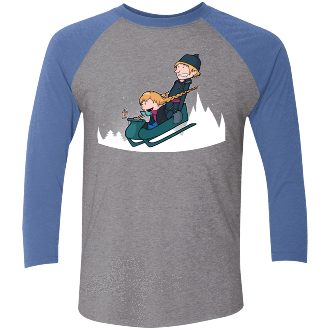T-Shirts Premium Heather/ Vintage Royal / X-Small A Snowy Ride Men's Triblend 3/4 Sleeve