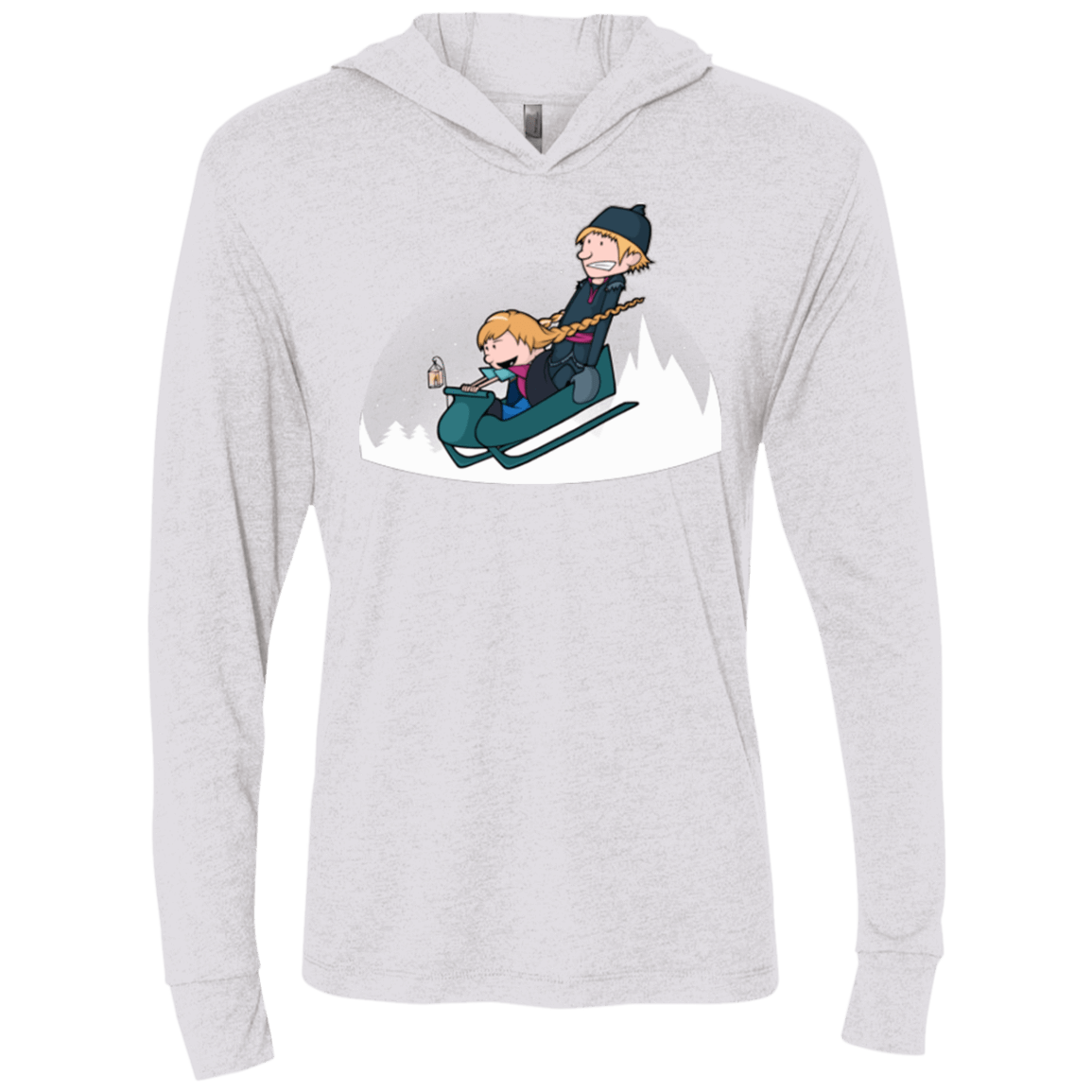 T-Shirts Heather White / X-Small A Snowy Ride Triblend Long Sleeve Hoodie Tee